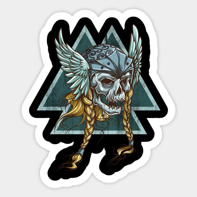 Viking Valkyrie and Valknut Sticker by LittleBean